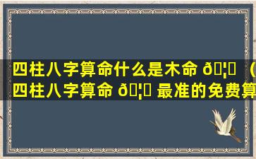 四柱八字算命什么是木命 🦄 （四柱八字算命 🦋 最准的免费算命）